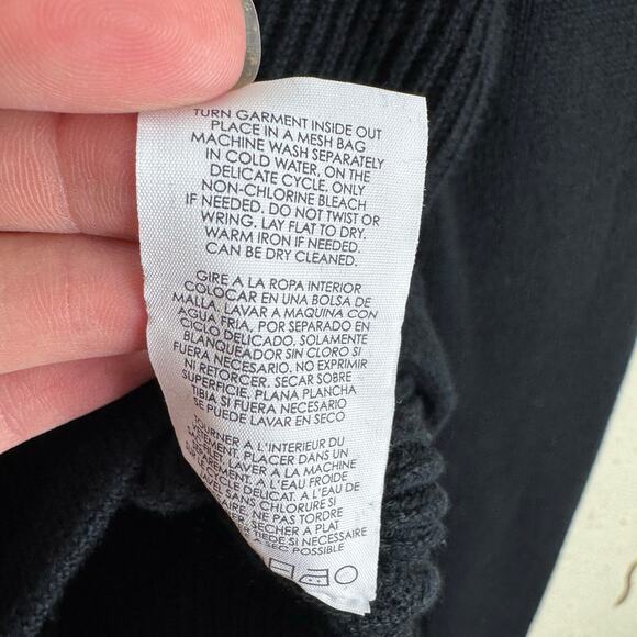 CAbi #3525 Prep Black Cropped Ribbed Knit Cuffed Long Sleeve Cotton Sweater XS - Picture 9 of 9